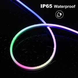 RGB+IC Neon Strip 5 m, 24 V Smart Neon LED Strip, App Control, Multiple Colour Changing, Music Synchronization, Intelligent LED Neon Strip for Bedroom, Wall, Gaming Decor