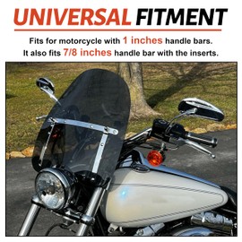 ECOTRIC Universal Tinted Windshield 18"x16" Compatible with Yamaha Honda Suzuki Harley Kawasaki Motorcycle Smoke Windscreen Durable
