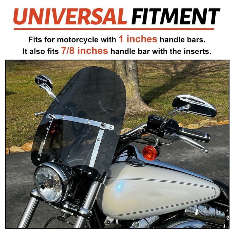 ECOTRIC Universal Tinted Windshield 18"x16" Compatible with Yamaha Honda Suzuki