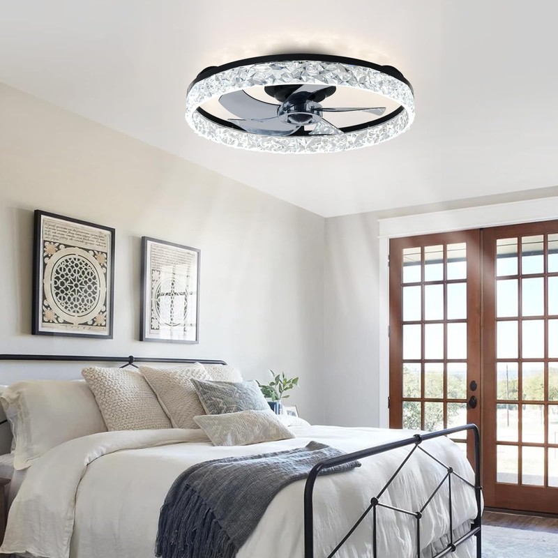 Depuley Modern Ceiling Fan with Light: 20-Inch Dimmable White Small