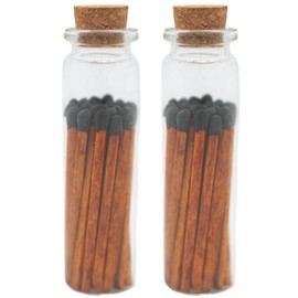 River Birch Decorative Matches in a Bottle with Striker - Cute & Colored Matches - 2 Bottles, Espresso Brown and Black, 40 Matches