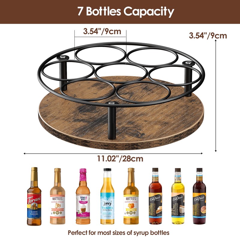 Nuovoware 7 Bottles Rotating Coffee Syrup Rack, Coffee Syrup Rack