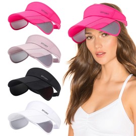 Yanlin Viseras para Mujer, PVC Transparentes Sombreros para el Sol de Verano, Protección UV, Ajustable Viseras para Mujer Deportivas, Sombreros De Playa, para Tenis, Golf