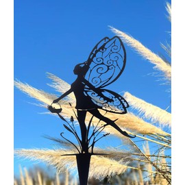 CHROX Metal Fairy Garden Yard Art Null Lawn Ornament ​Hanging Wall Sculpture Home Decorations (16, Fairy Silhouette), Ferrous