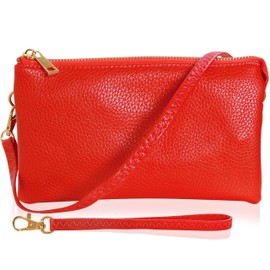 Red Clutch Purse Wristlets for Women - Red Wristlet Purses for Women, Vegan Leather Crossbody Wallets, Small Evening Handbag, Casual Wallet Crossbody Bag with Wrist Strap
