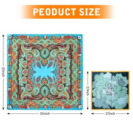 53” Large Head Scarf for Women - Silk Satin Scarf for Hair Wrapping at Night Bandana Square Scarf for Sleeping (Cashew nut B)