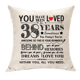 Hasodeo Gifts for 38 Years Old Women Men 38th Birthday Decoration Cushion Cover for 38th Mum Auntie Sister Brother Friend Teacher Colleague Birthday Present Reminder Gifts (38)