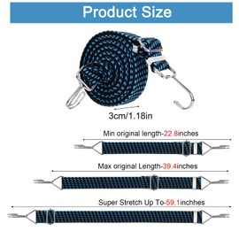 Bungee Cords With Hooks, 5 Pack 1M Adjustable Bungee Cords with Hooks, Adjustable Bungee Straps, Bungee Cords with Hooks Heavy Duty for Bicycles Camping Car Roof Rack Strap Tarpaulin Fixings Blue