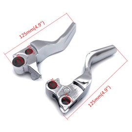 HTTMT- Chrome Shorty Brake Clutch Levers Compatible with Harley 96-03 XL/96-07 Dyna Touring/96-07 Softail 45075-07, 55798-10A [P/N: MT241-027ST-CD]