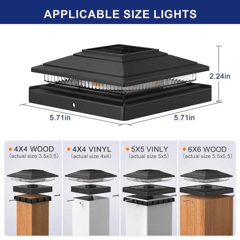 APONUO Fence Post Solar Lights,IP64 Waterproof 16 Bright LEDs Outdoor
