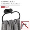 WENKO Turbo-Loc Orea Black Matt Towel Ring, No Drilling Required,