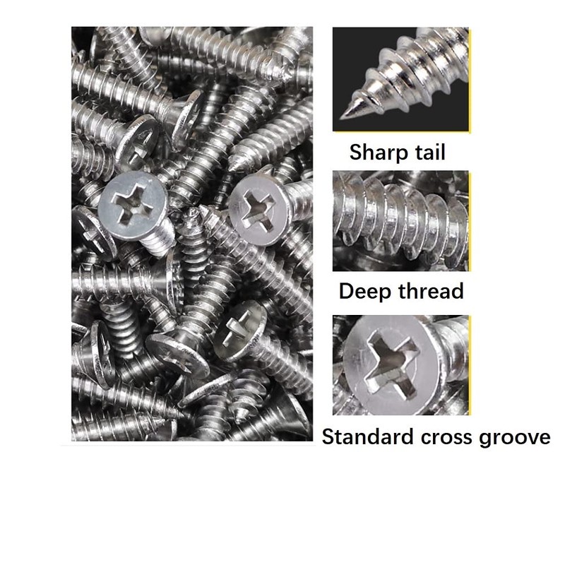 ANSIEDIO Screws Wood Screws Stainless Steel Screws Countersunk Screws Tapping