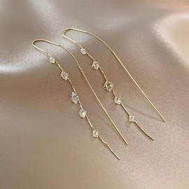 Threader Earrings Gold Chain Drop Dangle Earrings for Women Long Threader Earrings Gold Silver Earrings Jewelry Birthday Gifts for Women