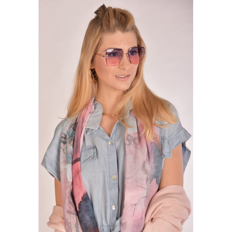 styleBREAKER 09020124 Women's Frameless Sunglasses with Tinted Rectangular Lenses, Metal