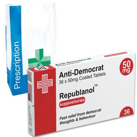 Anti-Democrat/Republican Pill Medication Box Realistic Prescription Joke Gag Funny + Free Prescription Bag (Anti-Democrat (Republanol))