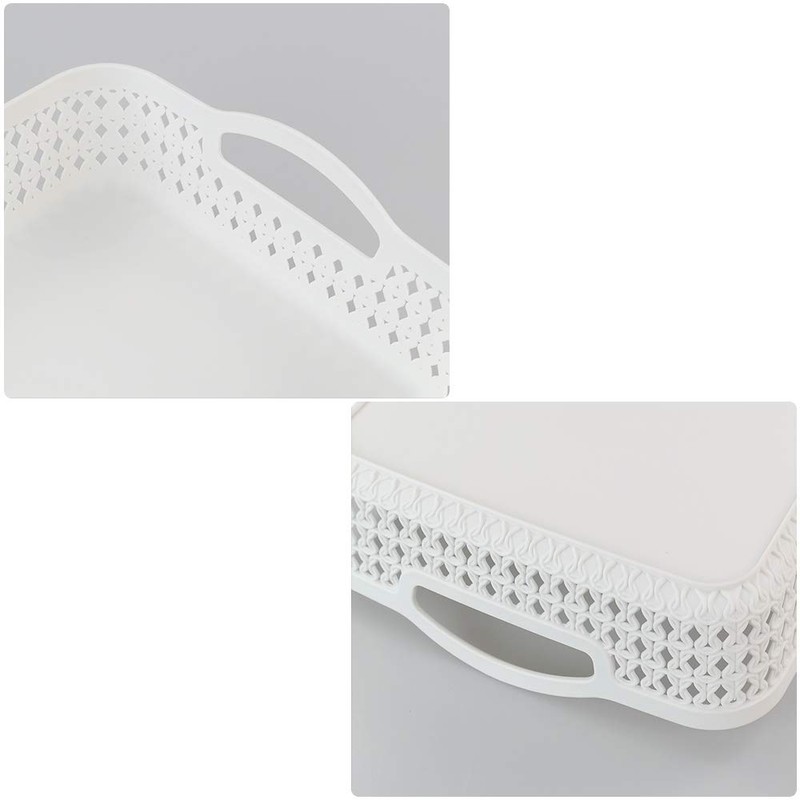 6 Packs Large Plastic Storage Tray Baskets with Handles for