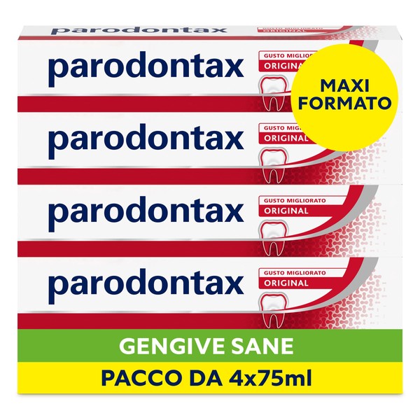 Parodontax Original Toothpaste, for Healthy Gums and Strong Teeth, Daily Use, Fresh Breath, Improved Taste, Pack of 4 x 75 ml