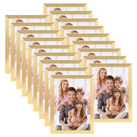 WIFTREY 5x7 Gold Picture Frame Bulk, Multi 5 x 7 Photo Frames for Wall Hanging or Tabletop Display, 18 Pack