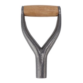 Shovel Handle Y Shaped 12.22in Inside Diameter Replacement Spade Handle with Wooden Grip for Garden Digging Raking Tool Silver