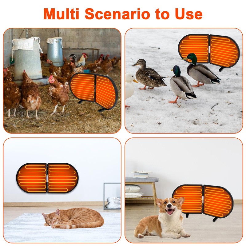 Tepoal Large Chicken Coop Heater for Winter, 220 Watts Foldable