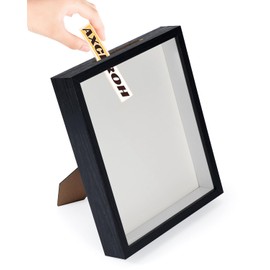 8"x 10" Shadow Box Frame Display Case with Slot, MDF & Plexiglass, DIY 3D Travel Memorabilia Crafts Tickets Photos Dry Flowers Awards Medals Shells Piggy Bank, Black