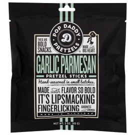 Pop Daddy Pretzels Pretzel Sticks, Garlic Parmesan, Kosher, 3 Ounce (Pack of 15)