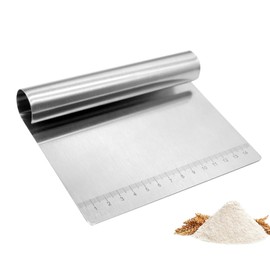 Stainless Steel Pastry Scraper,Premium Stainless Steel Dough Cutter Food Grade Stainless Steel Dough Cutter Dough Bench Scraper Metal Dough Scraper with Precise Scales for Bread Pastry Cutting
