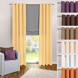 Heimtexland ® eyelet scarf curtain in yellow plain opaque but translucent HxW 245x140 cm - decorative scarf microfibre with a wonderfully light fall - curtain type 117