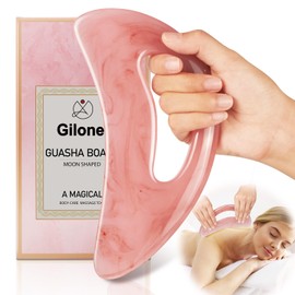 Giloner Large Gua Sha Massage Tool with Handle Large Lymphatic Drainage Massager, (Pink) Resin Body Gua Sha Tool for Back Neck Face Legs, Cellulite Removal, Body Massage Tool for Women and Men