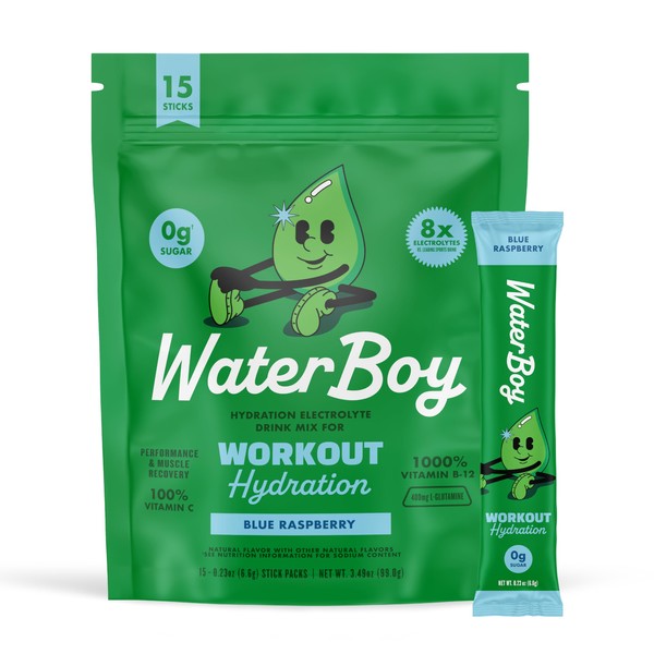 Waterboy Workout Hydration | 2,960mg Sugar Free Electrolyte Powder Packets