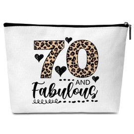 GREOXG Funny 70 Year Old Makeup Bag, leopard print 70th Birthday Gifts for Woman, Happy Birthday Gifts for Mom Besties Sister Aunt Grandma-C21