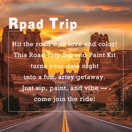 QUANWAISJ 2 Sets 10x12 Couples Painting Kit Date Night, Sip and Paint Kit for Adults with Pre-Drawn Canvas (Easels Included), Perfect for Date Night Painting and Sip Parties (Road Trip)