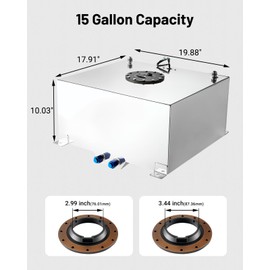 EVIL ENERGY 15 Gallon Fuel Cell Gas Tank Aluminum with Level Sender Street Drift Silver