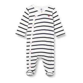 Petit Bateau Unisex Baby Pyjamas for Sleeping Well, White Marshmallow / Blue Tuxedo