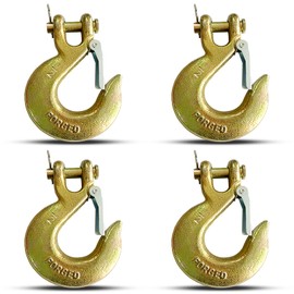 1/2" Clevis Slip Hook, 4 Pack Forged G70 Steel Clevis Hook with Safety Latch for Deck Hauler Receiver Hitches Trailer Wiring, Safety Chain Hooks Solid Clevis Grab Hooks for Trailer