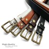 Men's Solid Brass Roller Buckle Genuine Full Grain Leather Belt