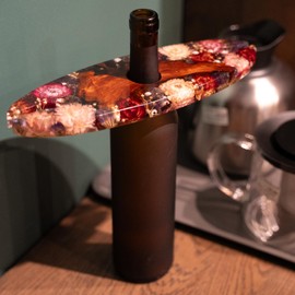 Handcrafted Wine Bottle -Glass Holder with Flowers Preserved, Wine & Champagne Butler, Wine Rack for Display, Bottle Holder for Home Bar, Ideal Gift for Wine Lover