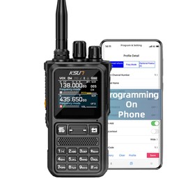 KSUN GMRS Radio Support Bluetooth APP Programming Dual Band Walkie Talkie Long Range with NOAA Weather Alert, AM/FM Reception, SOS Emergency Handheld Radio for Hiking Survival Outdoor