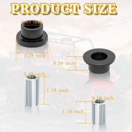 12 Pcs Shock Absorber Bushings Bearings Kit Compatible with Polaris Ranger 2X4 4X4 6X6 700 EFI/XP 500 570 700 800 900 1000 Gasket Front and Rear Sleeve Kit Automobile Replacement Repair Parts Black