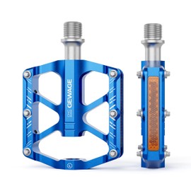GEWAGE Folding Bike Pedals, Bicycle Pedals Reflectors with Bicycle Pedals, 9/16 Inch Non-Slip CNC Aluminium Platform Pedals for Folding Bikes, Mini Velo Bicycles, Children's Bikes