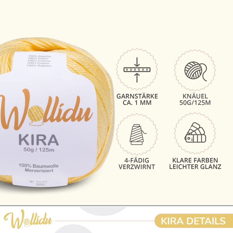 Wollidu Kira 100% Cotton for Knitting and Crocheting 4 x