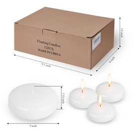 Unieasy Christmas White Floating Candles 3 Inch -12 Pcs,Unscented Floating Candles Dripless 6-8 Hours Long Burning, for Centerpieces,Pool,Home Decor,Weddings