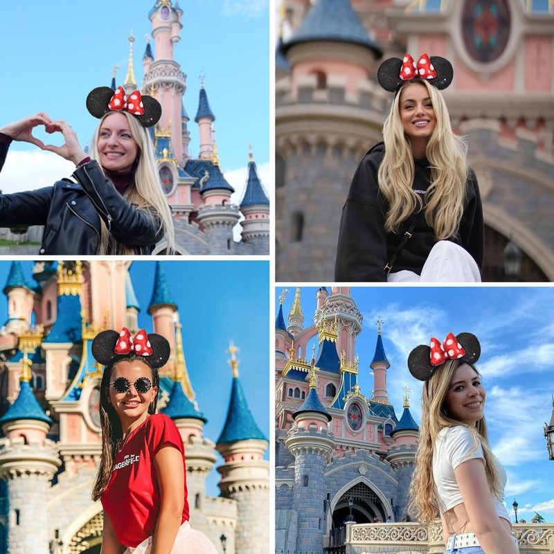 Jeffan Mouse Ears Headbands, Sequin Mouse Ears for Women, Shiny