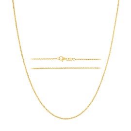 KISPER Gold Cable Link Chain Necklace – Thin, Dainty, Gold-Plated 925 Sterling Silver Jewelry for Women & Men with Lobster Claw Clasp – Made in Italy, 24"
