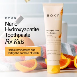 Boka Boka Fluoride Free Toothpaste Nano Hydroxyapatite, Helps Remineralize, Appropriate for Sensitive Teeth, Whitening - for Adult, Kids Oral Care - Orange Cream Flavor, 4oz 3Pk - US Manufactured