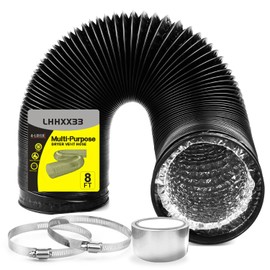 Premium 4-Inch Dryer Vent Hose - 8ft Long Flexible Duct with Heavy-Duty Four-Layer Protection - Ideal for Heating, Cooling, Ventilation - Includes Clamps and Insulated Tape