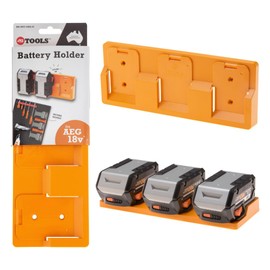 48 Tools 4-Battery Wall Mount Holder for Ridgid 18V – UV-Stabilized ABS, Secure Locking Clip System, Compact Storage for Workshop, Garage, Truck, Van, or Trailer