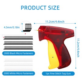 4001 Piece Sewing Gun Kit, Micro Tagging Gun Kit for Clothing with 2000 Black and 2000 White Microfasteners, Sewing Microsew Gun for Hemming Clothes