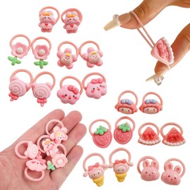 Omeblos 20 Pieces Hair Bands,Hair Bobbles,Hair Accessories for Girls,Pink Clouds Cartoon Design for Toddlers Little Girls Baby Kids Infant Use Fine Styling Daily Party Decoration 10 Patterns in Pairs