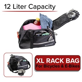 AlveyTech XL Rear Rack Bag for Bicycle and eBike - Water-Resistant 12L Bike Trunk Bag, Bags for Bicycles Rear Rack, Back Seat Rack Bags for Bikes and e-Bikes, Large Cargo Storage Carrier for Cycling